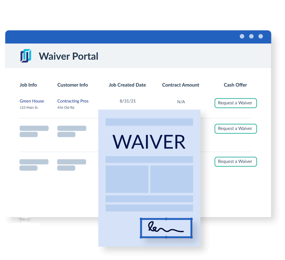 Illustration of Levelset's waiver portal