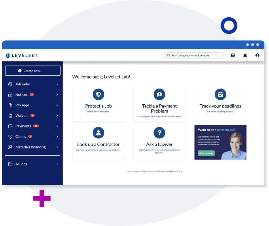 Levelset dashboard illustration